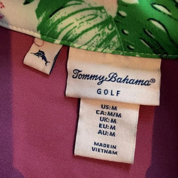 Tommy Bahama sleeveless mock neck golf dress plum/mauve leaf print trim Size M - Picture 3 of 10